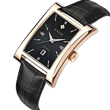 OEM Minimalist Leather Strap Luxury date Quartz Men Watches  WWOOR 8017